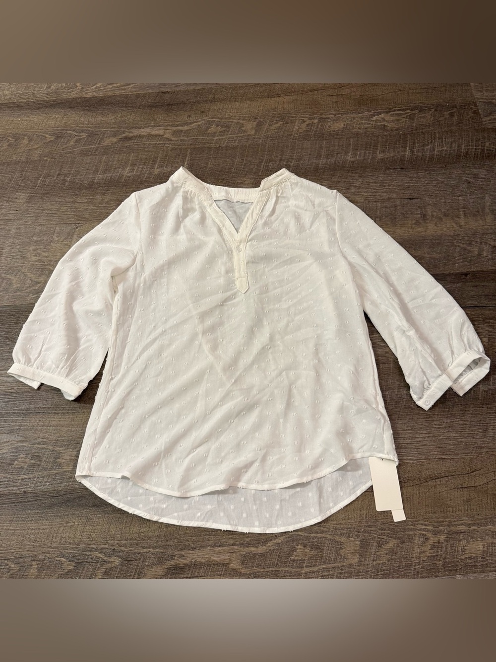 Lomon Swiss Dot Split-Neck Blouse